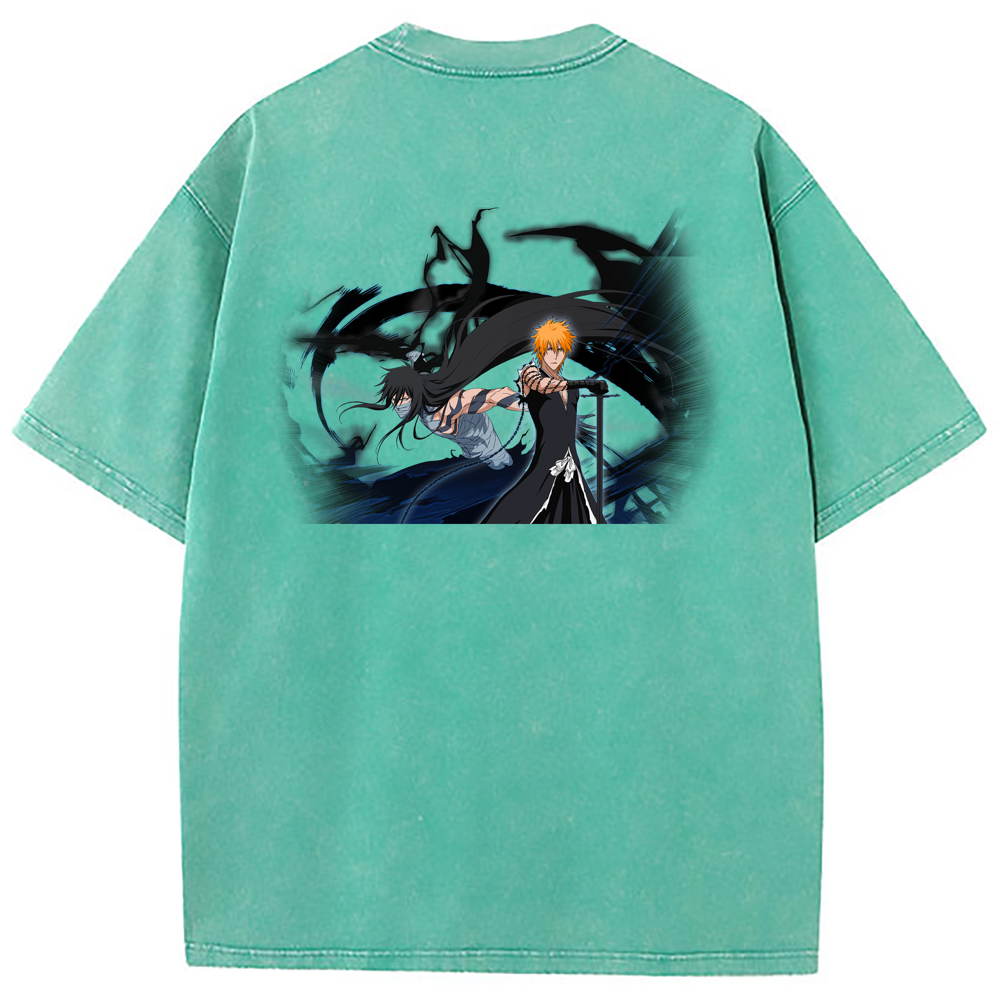 （画像用） ブリーチ 黒崎一護（くろさき いちご）BLEACH Kurosaki Ichigo 綿100% ヴィンテージ風 半袖Tシャツ（背面プリント）